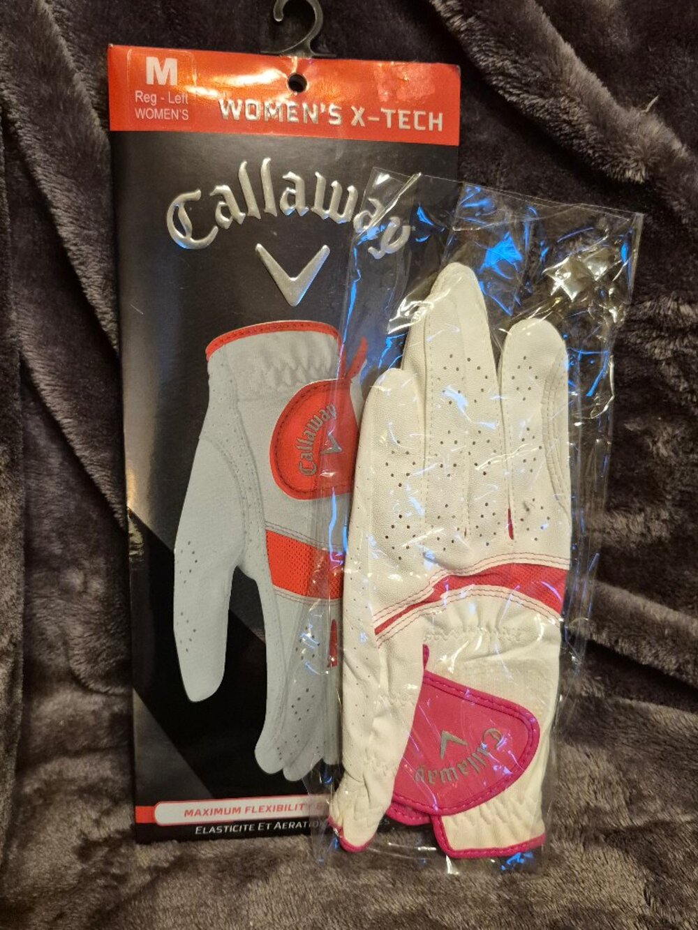 Callaway Women's X-Tech Golf Glove LEFT Hand (White/Pink, Medium)